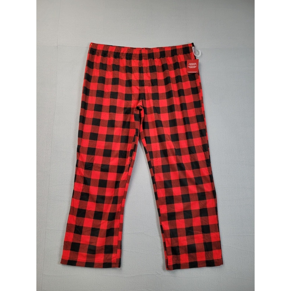 Wonder Shop Men Pajama Pant 2Xl Black Red Plaid Flannel Pullon Sleepwear Comfort